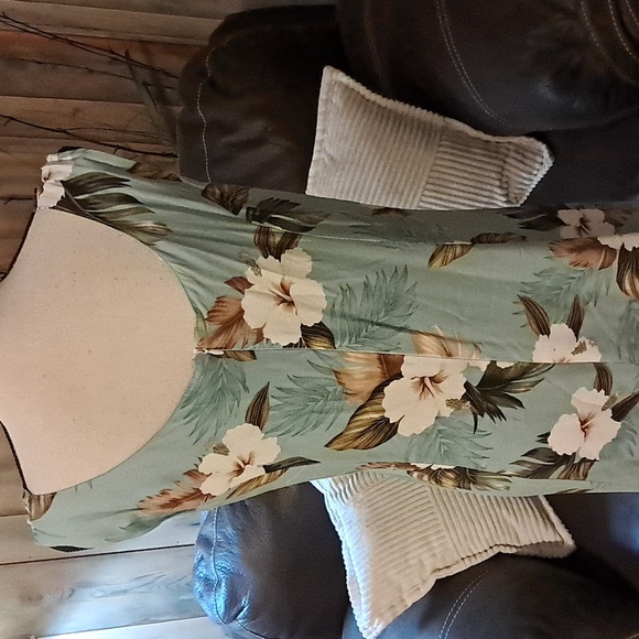 Paradise Bay Long Dress Women Size L Tropical Floral Print Vacay Hawaiian - Picture 5 of 8